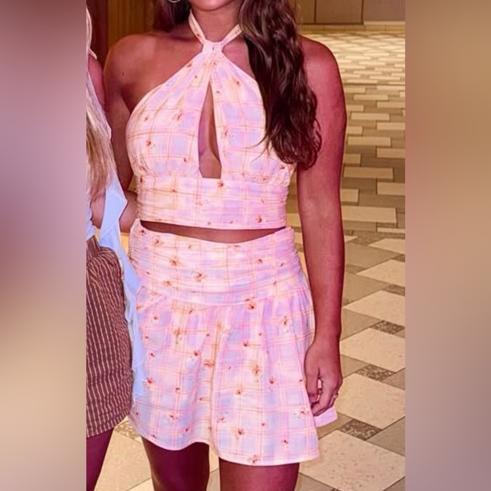 Floral Pink Plaid Women's set